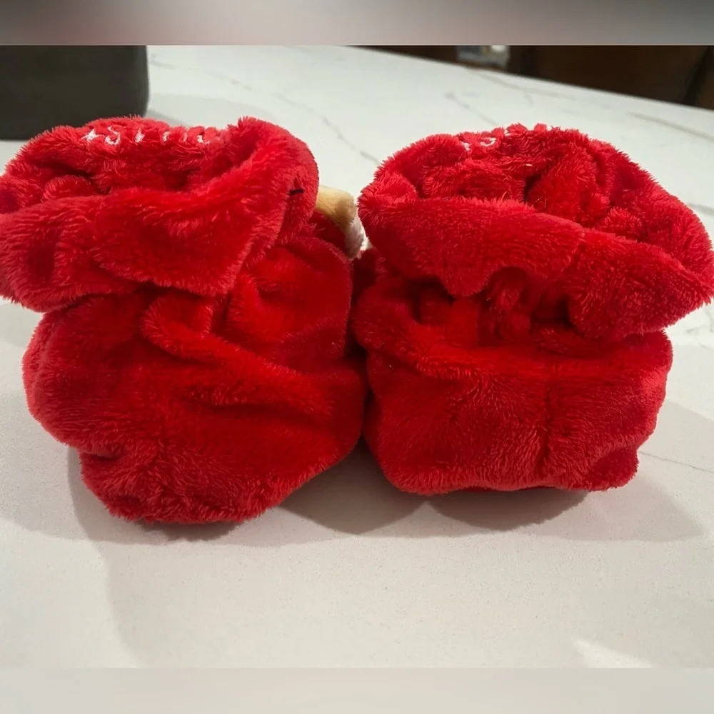 NWT Infants Baby's First Christmas Bib‎ & Booties Set Red